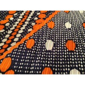 Vintage 1970s Italian Acetate Scarf Headband Navy Orange Polka Dot Rectangular D